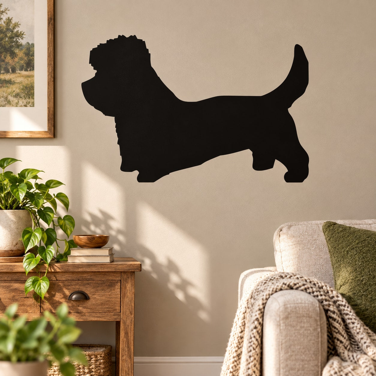 Black dandie dinmont terrier silhouette decal