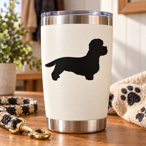 Black Dandie Dinmont terrier dog silhouette decal on white backing