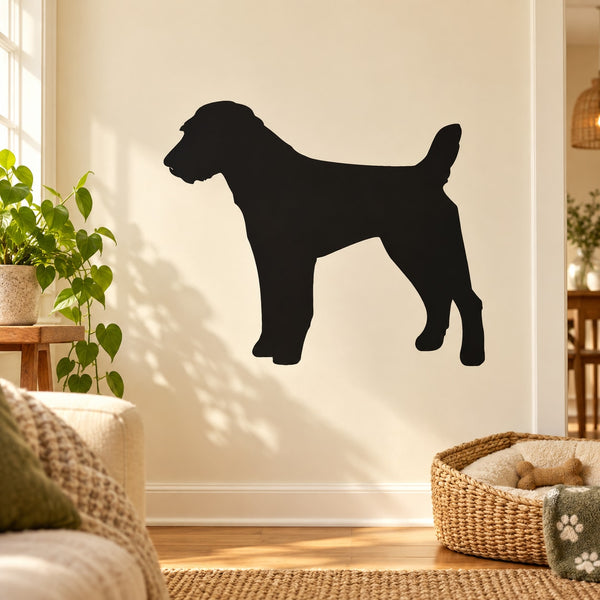Standing Parsons Russell dog decal with black silhouette
