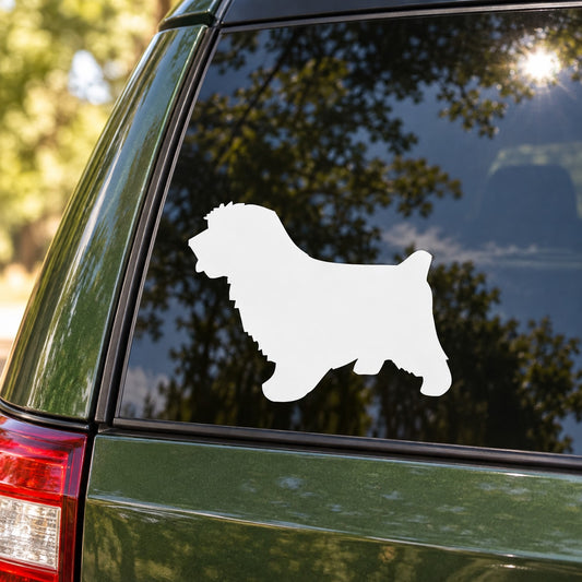 Norfolk terrier silhouette car decal, white