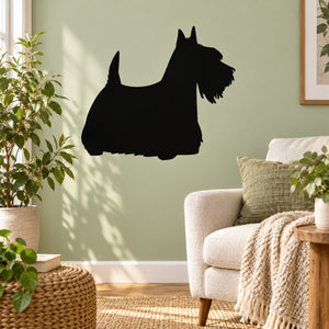 Groomed Scottish terrier dog silhouette wall decal, black cutout shape