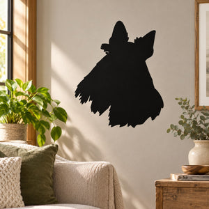 Scottish terrier head decal, black silhouette of dog head
