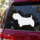 Sealyham Terrier decal with a simple white dog silhouette on a car window