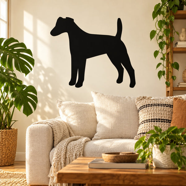 Fox Terrier dog decal with simple black silhouette