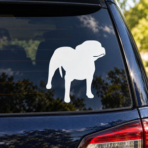 White Staffordshire terrier decal sticker on a car window