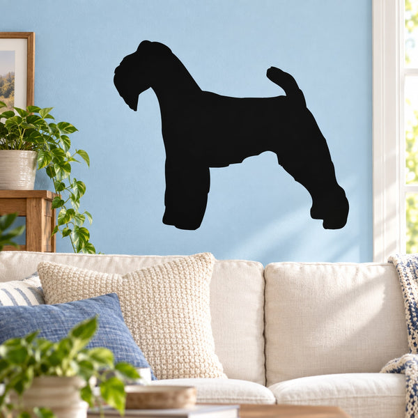 Black Welsh terrier silhouette wall decal, simple dog profile
