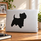 West Highland White Terrier vinyl decal silhouette, black dog shape on light surface