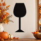 Thanksgiving wine glass decal with black goblet silhouette and stem