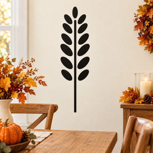 Wheat plant wall decal with tall black stalk silhouette