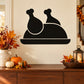 Thanksgiving roasted turkey decal with black silhouette of carved turkey on tray