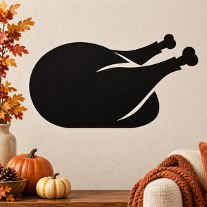 Thanksgiving roast bird wall decal, black silhouette with legs and wing