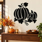 Black pumpkin pair wall decal with two stacked pumpkins and curled vines