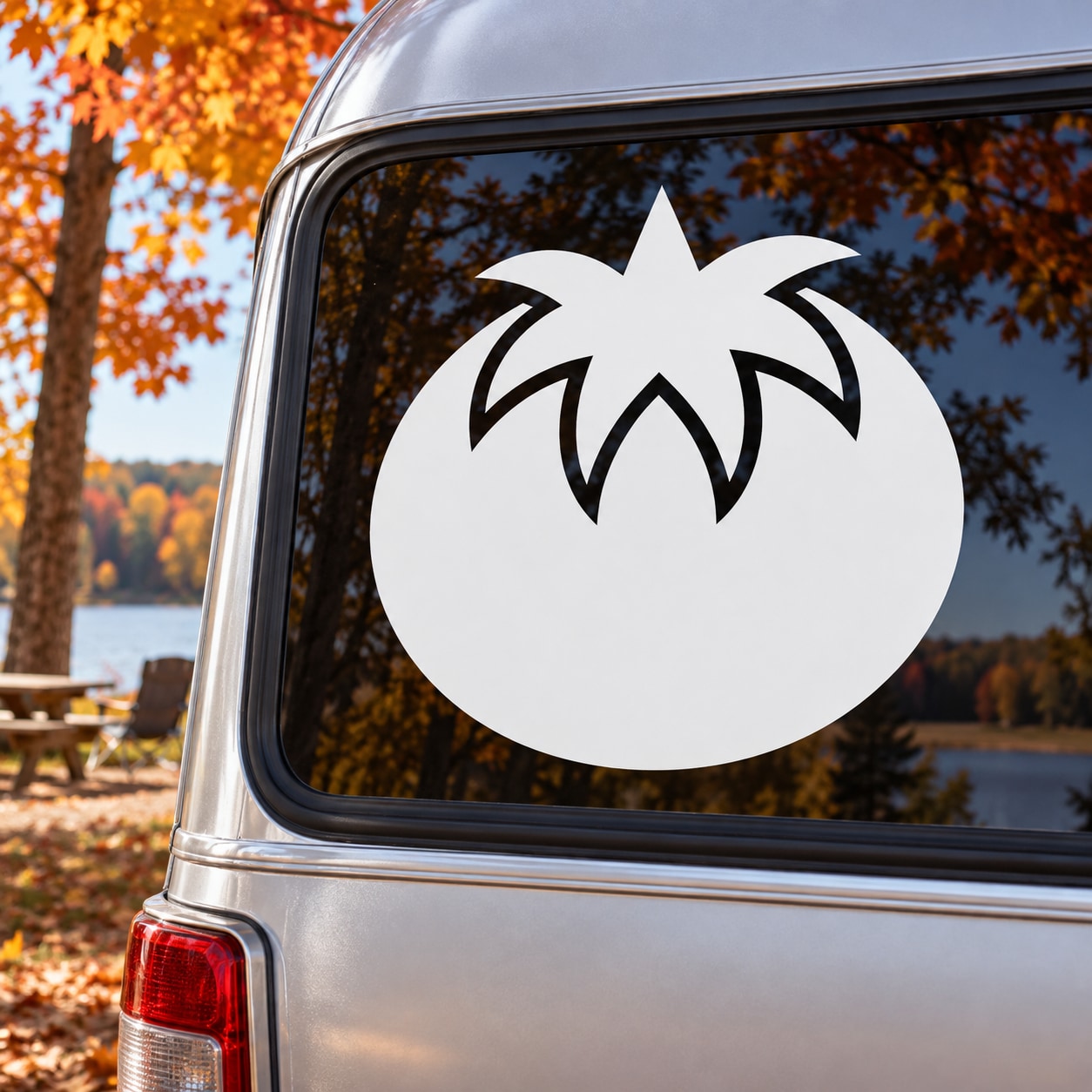 Thanksgiving squash decal sticker: white squash with stem on car window