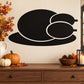 Thanksgiving cooked turkey decal with black silhouette and white outline, simple cartoon style