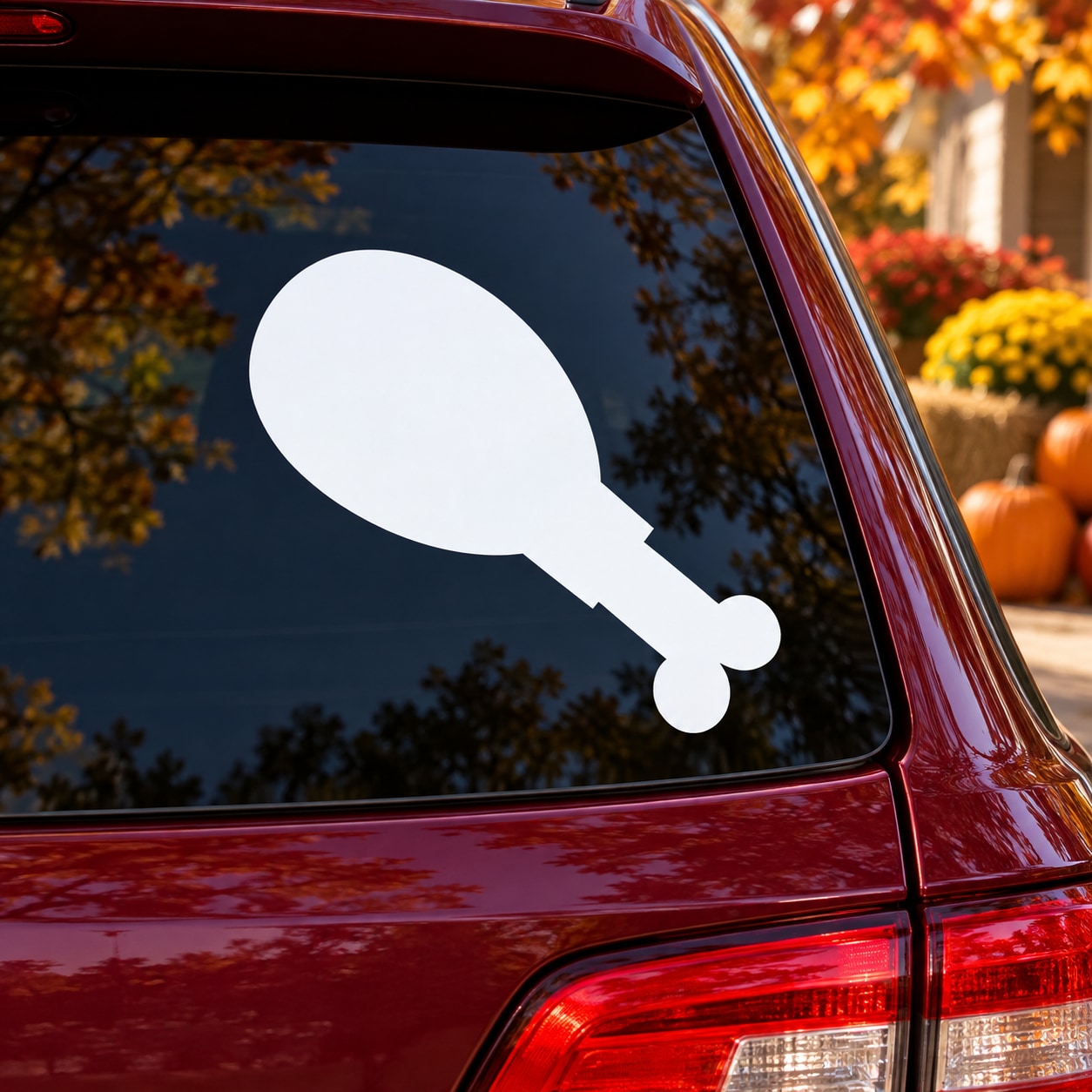 Thanksgiving turkey leg car window decal sticker in white