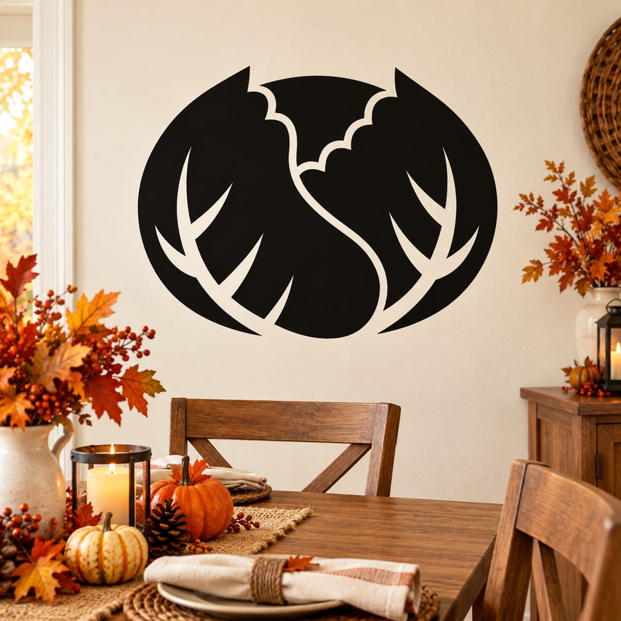 Thanksgiving lettuce decal: black circular leafy emblem graphic