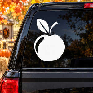 Thanksgiving apple vinyl decal sticker for car rear window, white apple with leaf