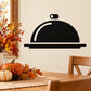 Thanksgiving covered platter decal with black domed lid and serving tray silhouette