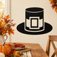Thanksgiving pilgrim hat decal: black top hat with white square border emblem