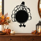 Thanksgiving turkey round hat decal with black circular center and pilgrim-style headwear