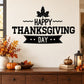 Happy Thanksgiving Day wall decal with maple leaf and bold banner text