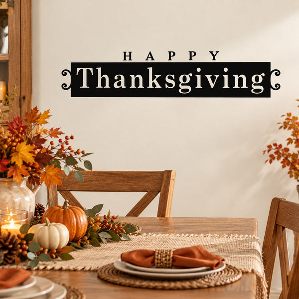 Thanksgiving rectangle wall decal: 'Happy Thanksgiving'.