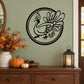 Circular turkey face decal with black outline and playful text