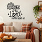 Thanksgiving wall quote decal, black lettering: "Blessings of the Lord rested upon us"