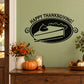 Thanksgiving oval wall decal with “Happy Thanksgiving!” and a pie slice icon