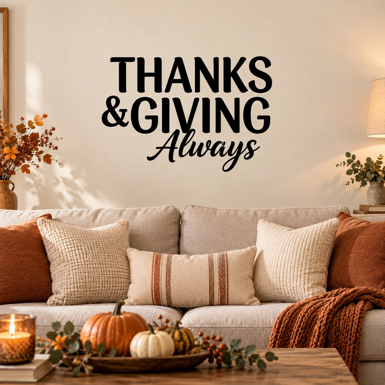 Thanksgiving wall decal with 'THANKS & GIVING Always' quote