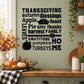 Thanksgiving apple home wall decal with black autumn word collage