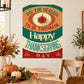 Thanksgiving typography wall decal with pumpkin and 'Happy Thanksgiving Day' lettering