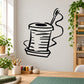 Sewing needle and thread wall decal: black outline thread spool with needle