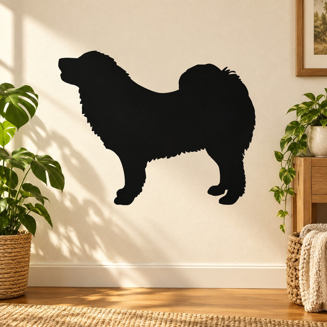 Black Tibetan mastiff silhouette decal with simple standing dog outline
