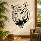 Tiger head wall decal with bold black-and-white graphic