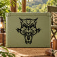 Demon tiger head decal with black tribal-style face design