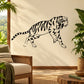 Black-and-white tiger decal in side profile with open-mouth growling pose