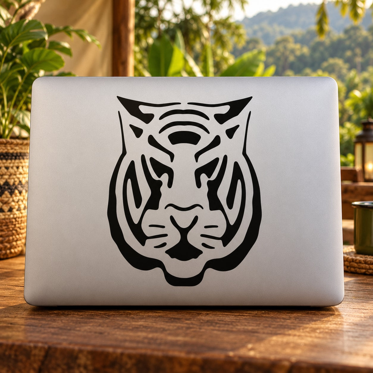 Valor tiger head decal, black tiger face silhouette sticker