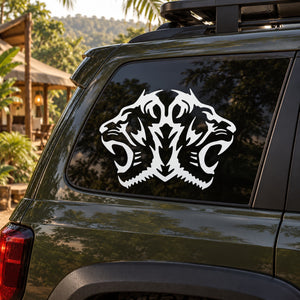 White double tiger head vinyl decal for car rear window