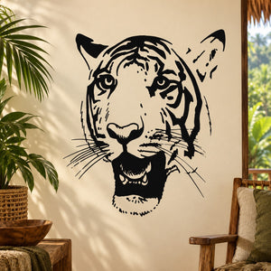 Grand Tiger head decal with bold black line-art face on light background