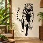 Attacking tiger wall decal, black silhouette