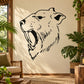 Stylized black saber-tooth tiger head decal with open mouth, roaring face