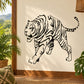 Tiger decal with black line-art standing tiger design
