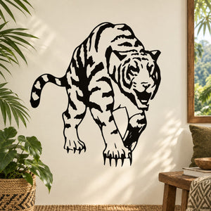 Raiding tiger decal featuring a black-and-white prowling tiger face and body