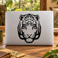 Tiger head decal sticker, black graphic on light surface