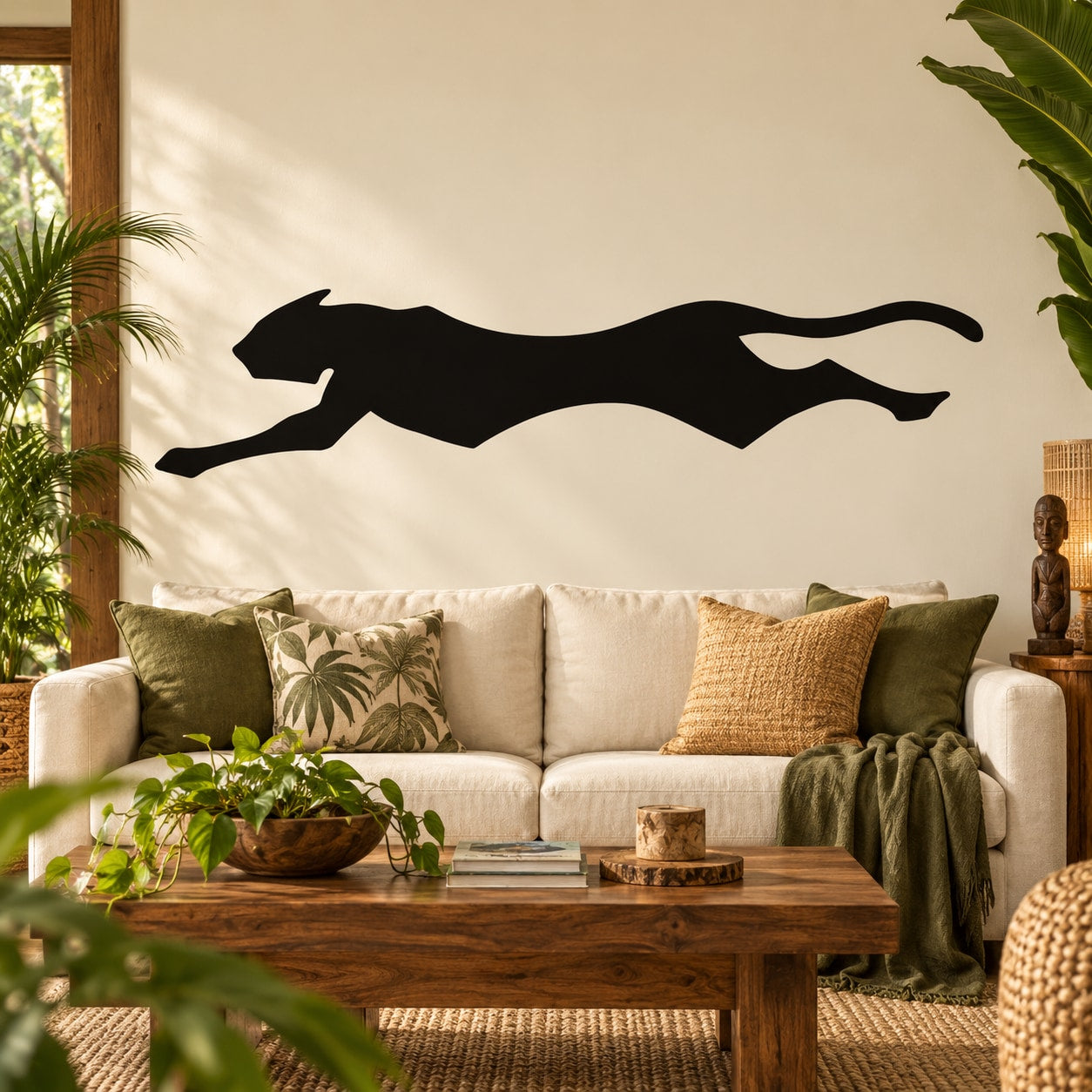 Black tiger silhouette wall decal
