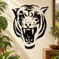 Tiger head decal, black snarling face with mouth open and bold stripes