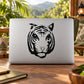 Tiger head decal with black face graphic on white backing