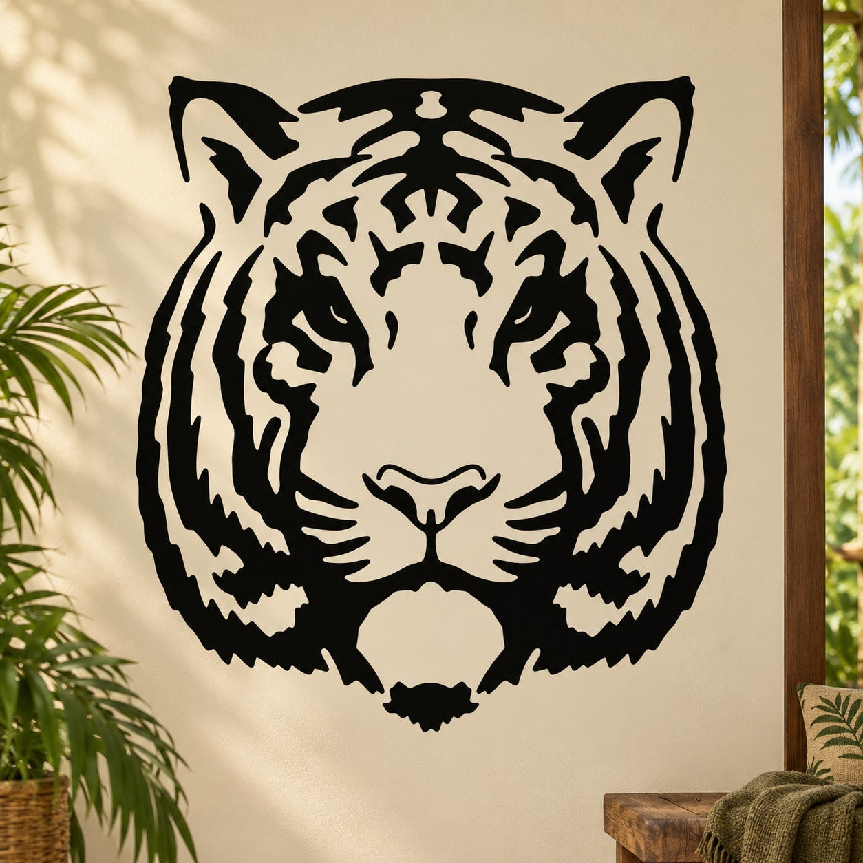 Tiger head decal sticker, black