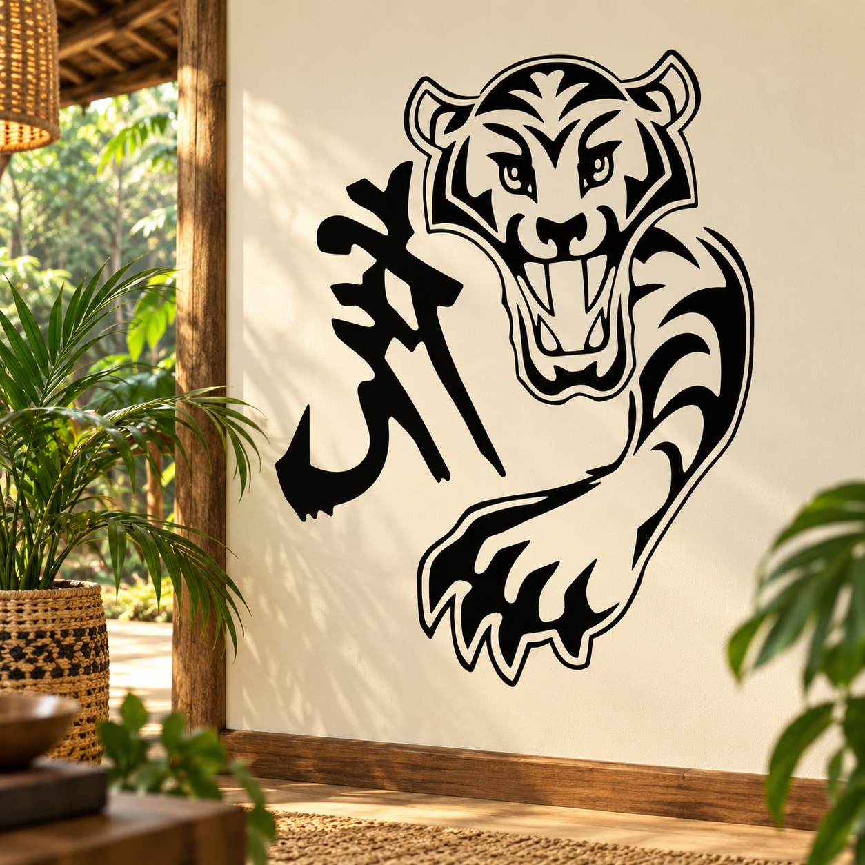 Black tiger decal with roaring face and clawed paw graphic